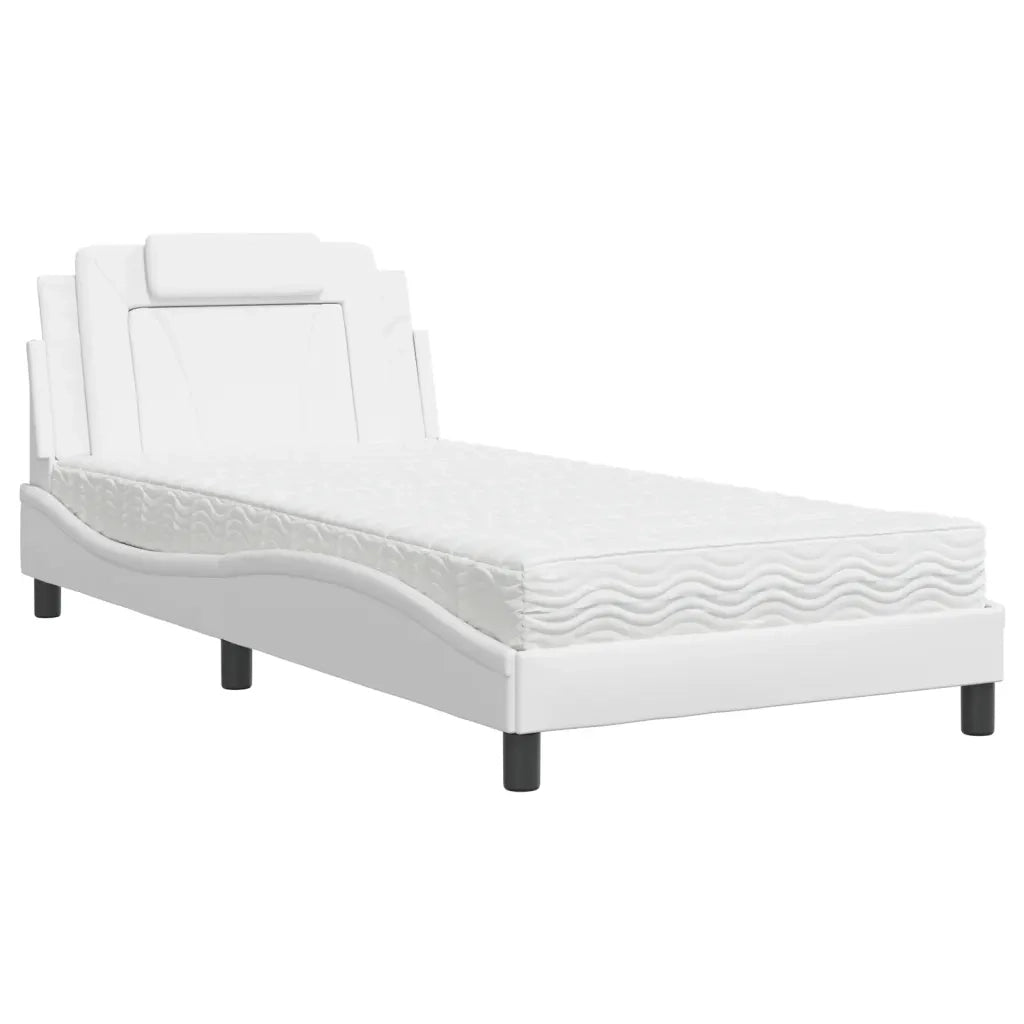 Letto Viana con Materasso Bianco 100x200 cm in Similpelle 3208776
