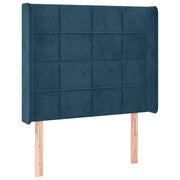 Testiera | Testata ad Orecchio Blu Scuro 103x16x118/128 cm in Velluto