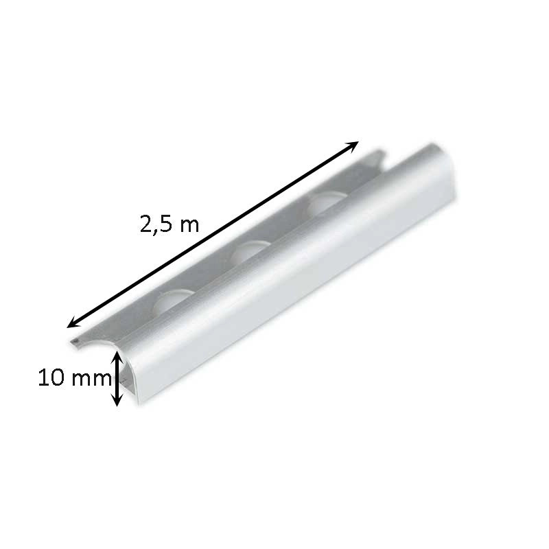 Profilo jolly tondo in alluminio 2,5 metri : Modello - 12,5 MM LUCIDO