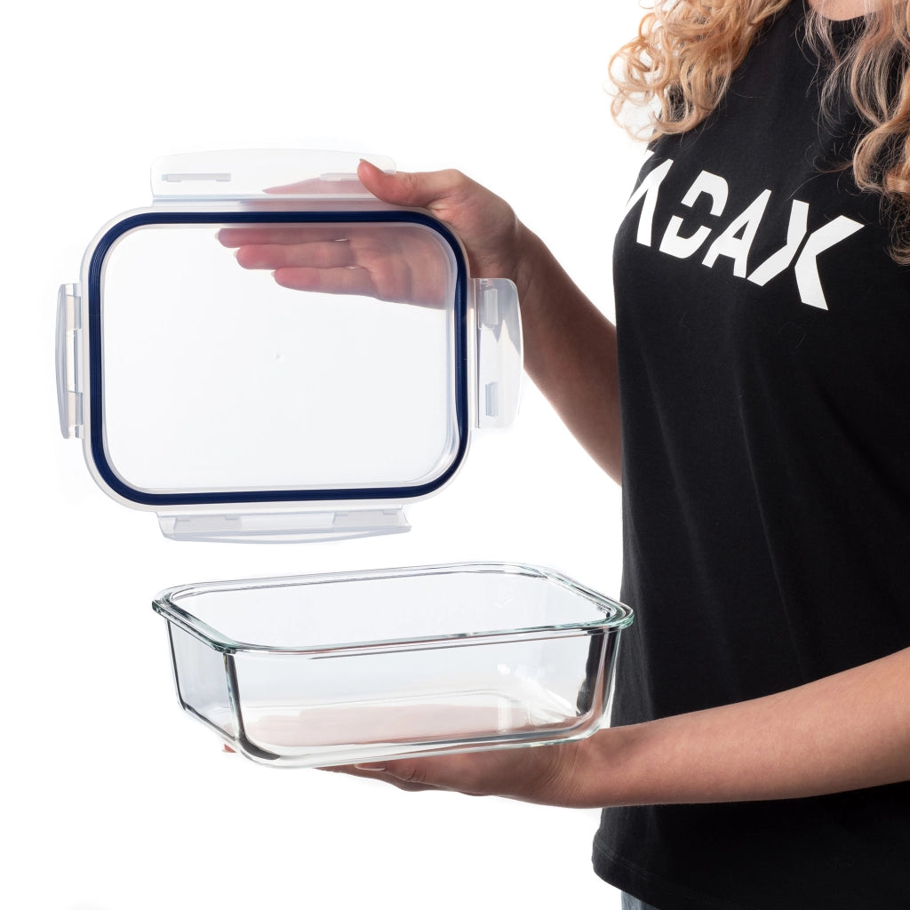 Contenitore per alimenti in vetro KADAX da 1520 ml con coperchio, portapranzo (3 pezzi)