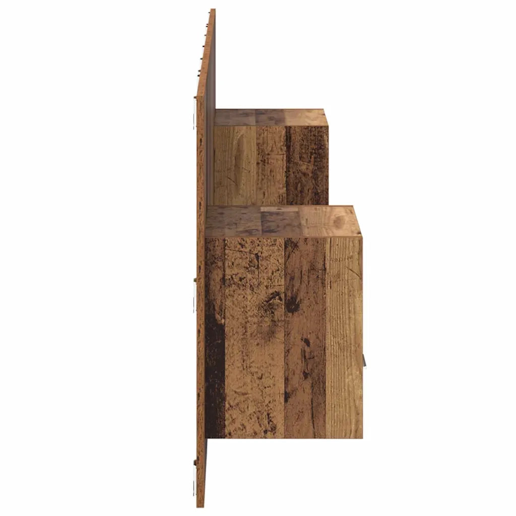 Testiera | Testata con Comodino 3 pcs Legno vecchio Legno multistrato