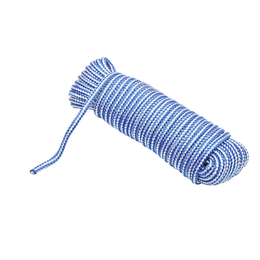 Corda PP intrecciata 4 mm x 10 m, bianca/blu, Corda multiuso in polipropilene Breckner Germany
