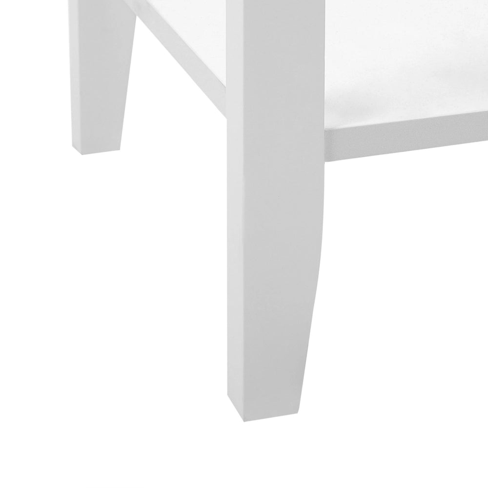 Tavolo Consolle Bianco MDF Gambe Legno 90 x 40 x 75 cm 3 Cassetti Scaffale Corridoio Mobili Soggiorno Stile Moderno