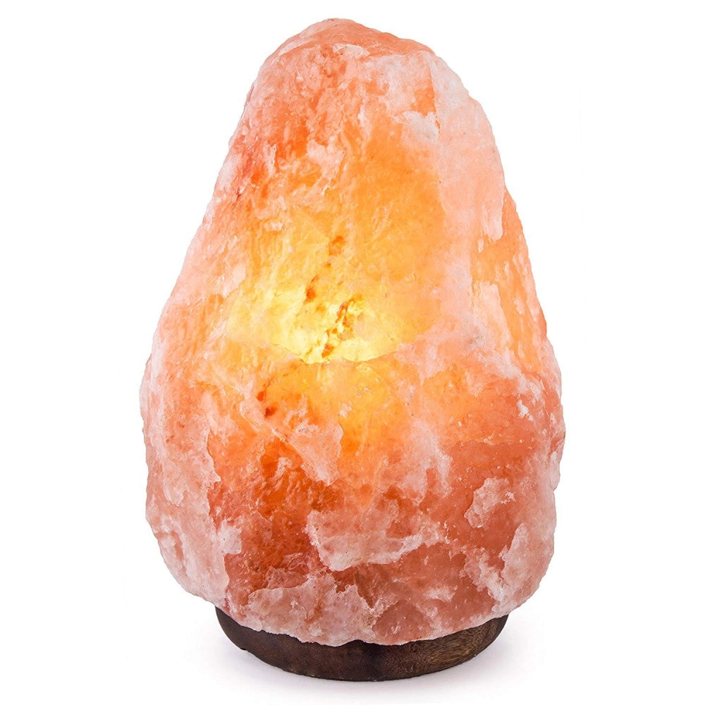 Trade Shop - Lampada Pietra Di Sale Himalayano Con Base In Cedro Allevia Stress Purifica Aria -