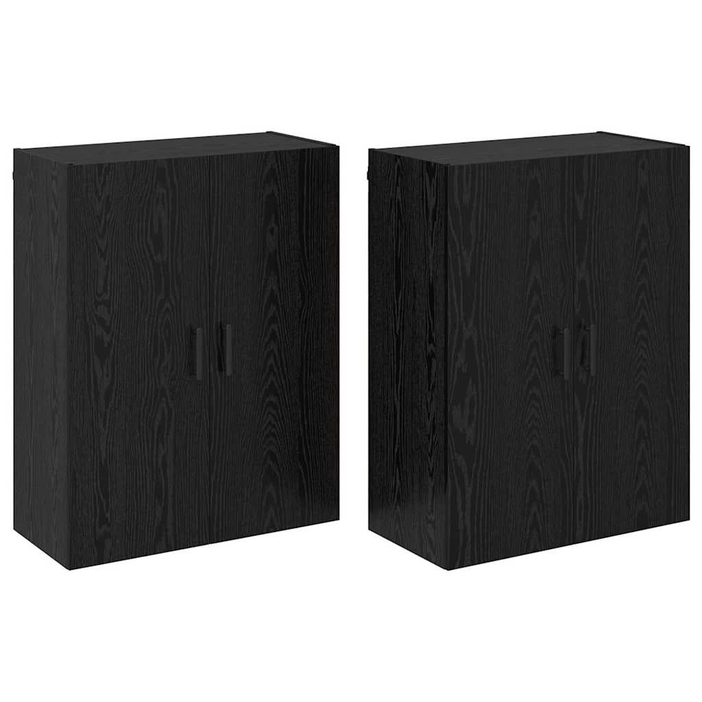 Set di 2 moderni pensili con ante a battente 69,5 x 34 x 90 cm in legno di truciolato color rovere nero 02_0056051