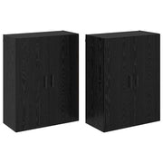 Set di 2 moderni pensili con ante a battente 69,5 x 34 x 90 cm in legno di truciolato color rovere nero 02_0056051