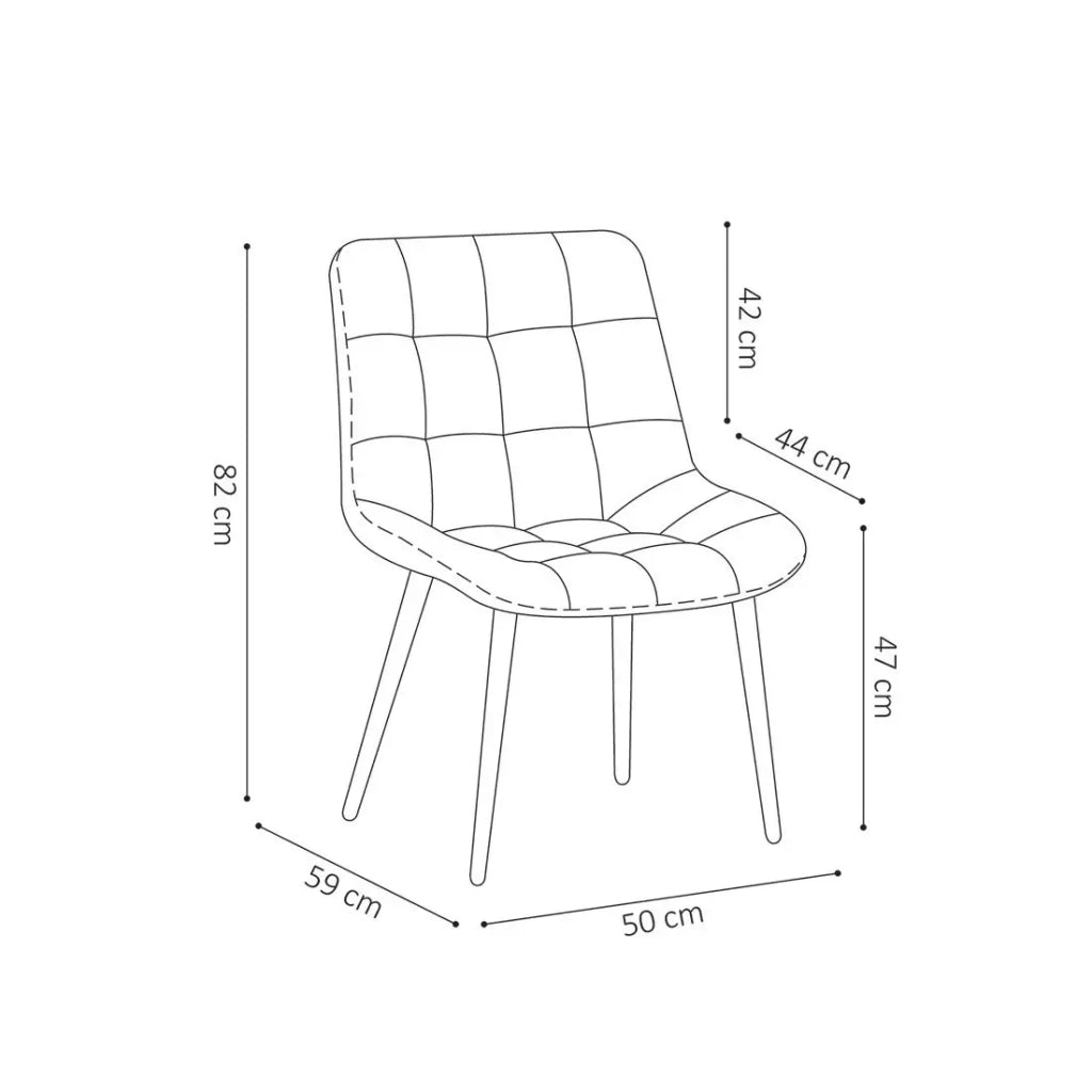 Sedia design KALI – Velluto beige e gambe in metallo