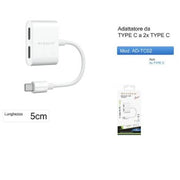 Trade Shop - Adattatore Type C A Doppia Entrata Type-c Ricarica Audio Per Smartphone Ad-tc02 -