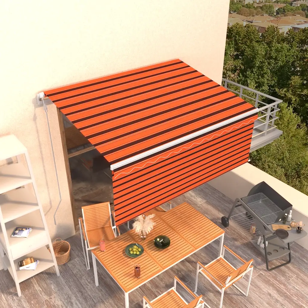 Tenda Retrattile Automatica Parasole 3,5x2,5m Arancio Marrone   cod mxl 68326