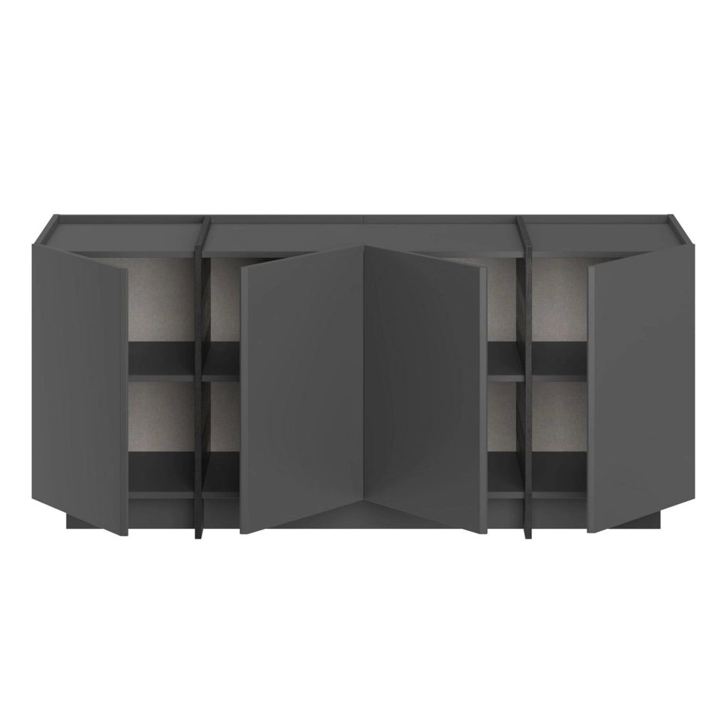 Madia Nolova, Credenza 4 Ripiani, 180x45x80h cm Nero Antracite