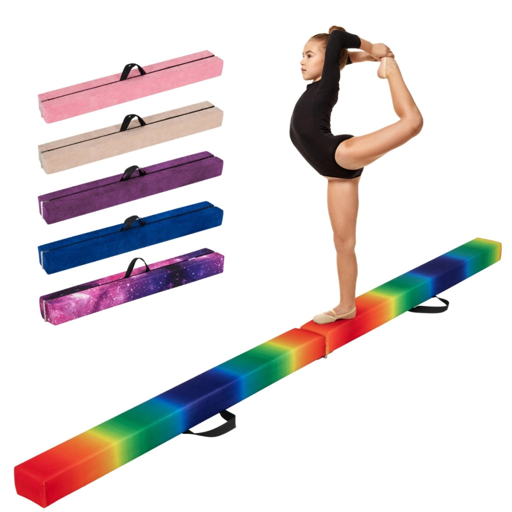 Trave da equilibrio pieghevole in schiuma per bambini adolescenti, Trave ginnastica a pavimento con maniglia Arcobaleno-Tappetini ginnastica e yoga