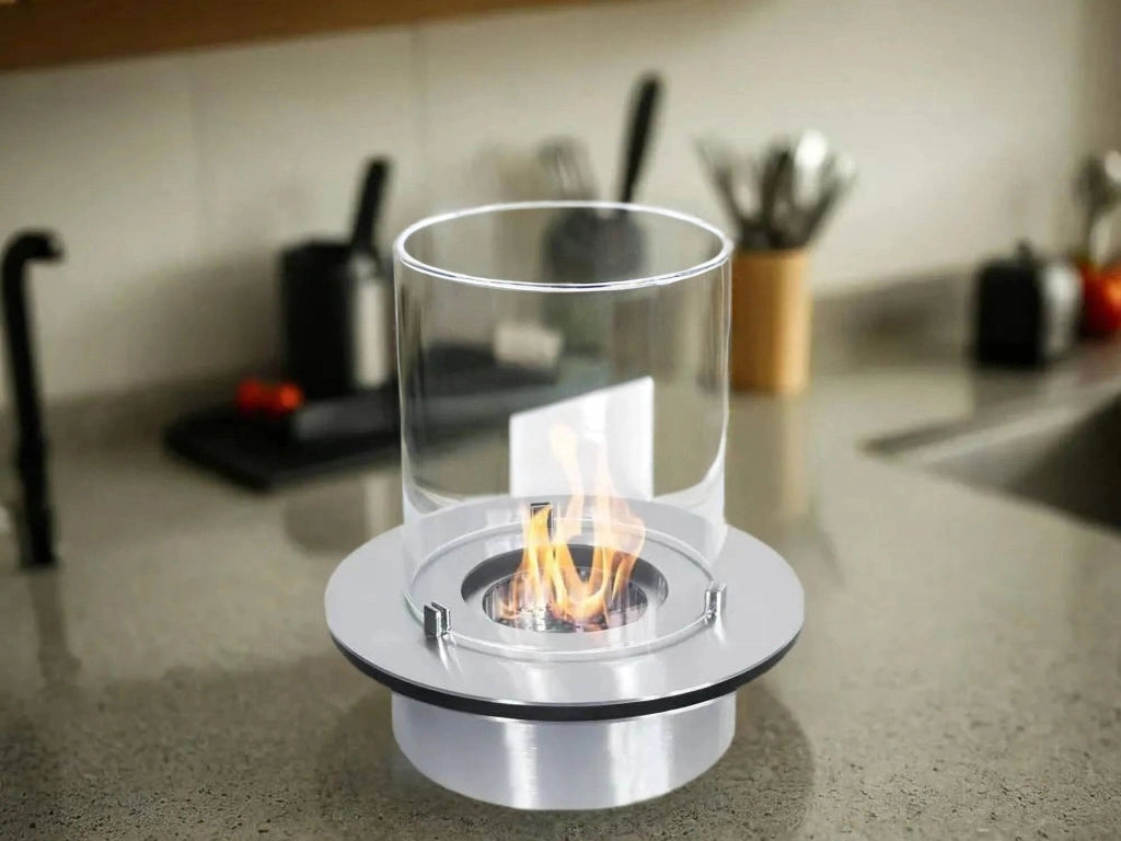 Bruciatore Andali, Fornello, Elemento riscaldante, Inceneritore, Made in Italy, 35x35 h36 cm, Grigio e Trasparente