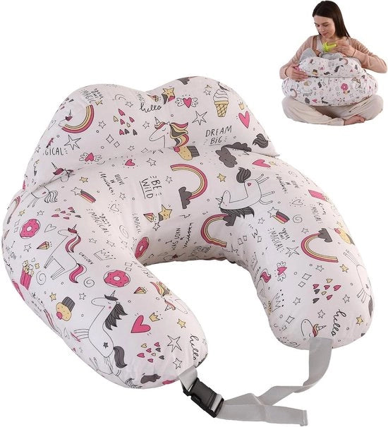 Cuscino per Allattamento al Seno: 100% Cotone Cuscino per la Gravidanza con Cintura Regolabile, morbido e Comodo Lavabile in Macchina per Nuovi Nati