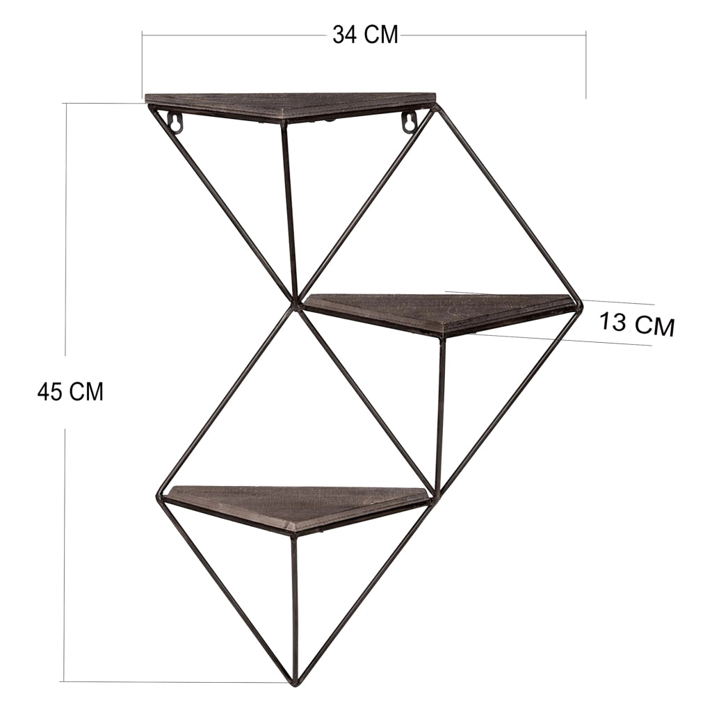 Caccuri, Mensola 3 Ripiani, 45x13x34h cm Marrone Noce