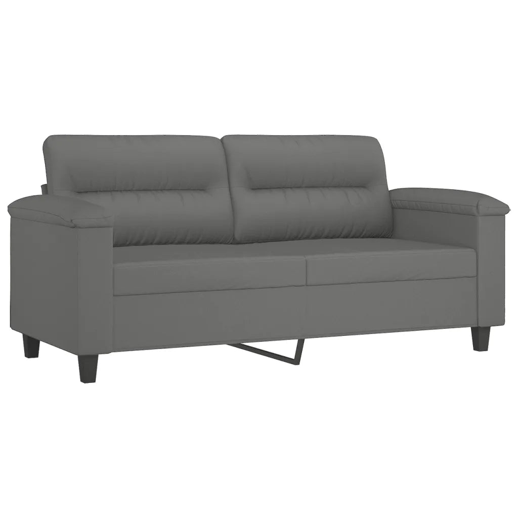 Set Divani 3 pz con Cuscini Grigio Scuro in Tessuto Microfibra