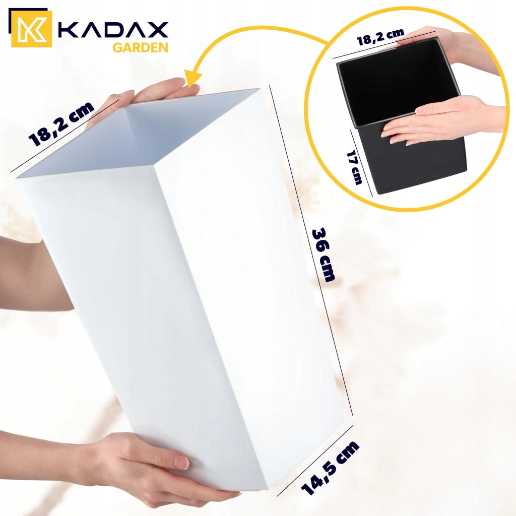 Vaso da fiori KADAX per giardino + inserto 18x36 cm, alto, bianco lucido, fiori grandi