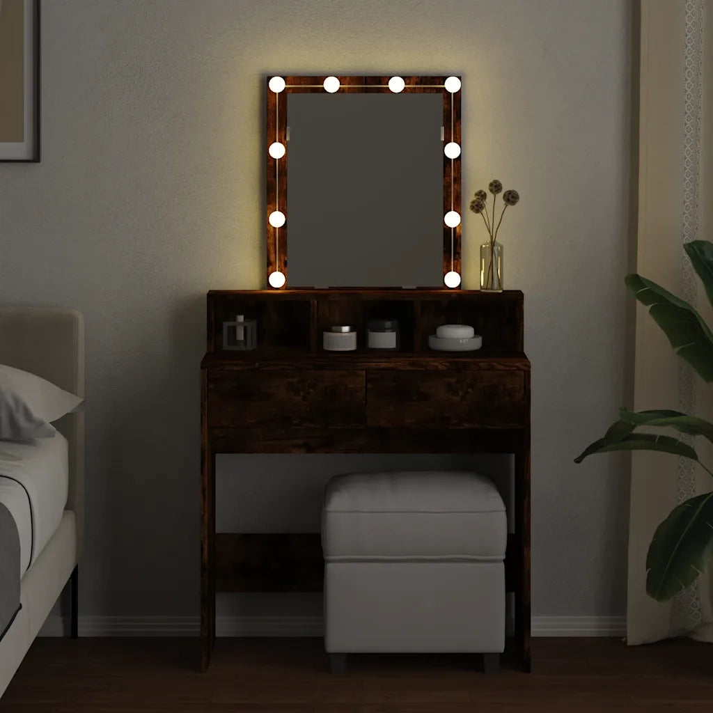 vidaXL Toeletta con LED Rovere Fumo 80x41x144,5 cm