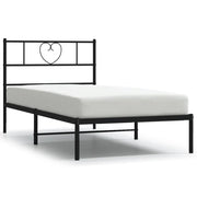 Letto singolo | Letto per adulti | Giroletto con Testiera in Metallo Nero 80x200 cm
