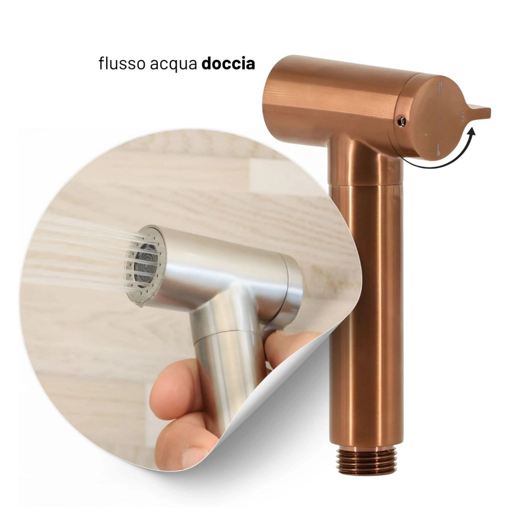 Idroscopino wc doccetta ottone portatile shutoff monogetto con leva ogomondo kit *** finitura- oro rosa tondo, confez...