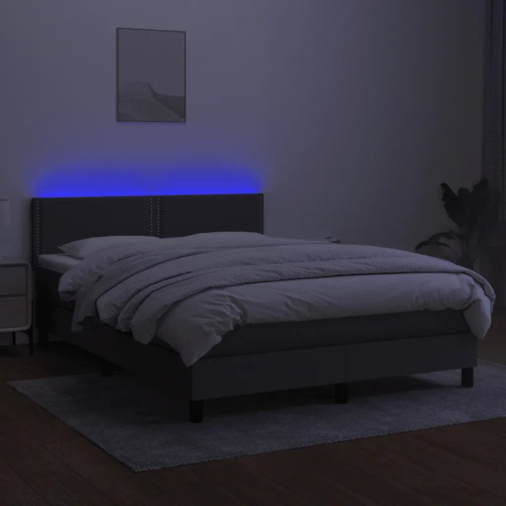 Letto a Molle Materasso e LED Grigio Scuro 140x200cm in Tessuto cod mxl 54096