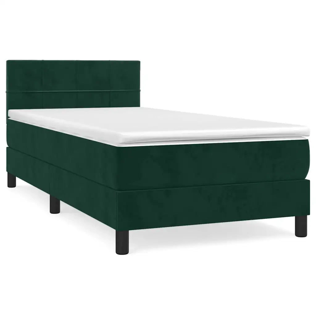 Giroletto a Molle con Materasso-Struttura Letto Verde Scuro 90x190 cm Velluto 910182