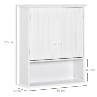 kleankin Mobile Bagno Sospeso con Armadietto a 2 Ante e Ripiano Aperto, Mensola Interna Regolabile, Bianco