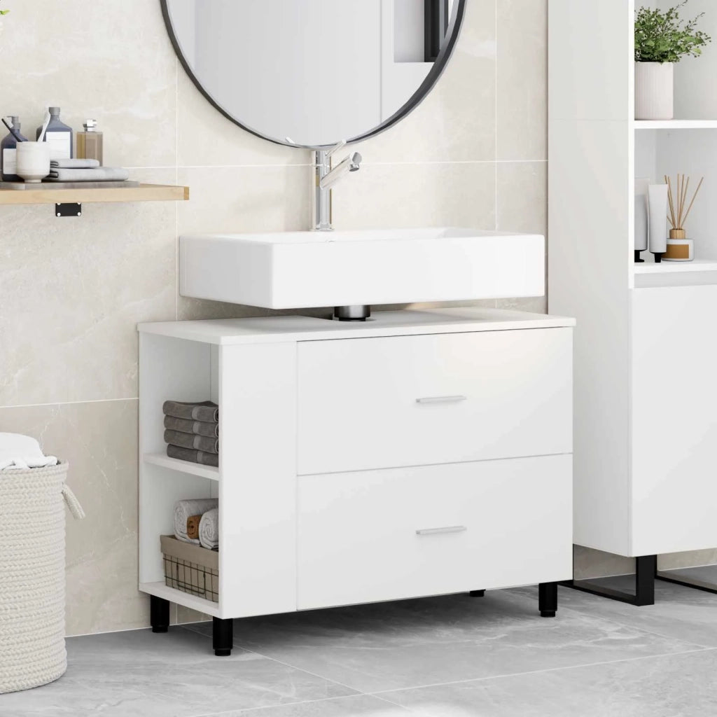 Mobiletto da bagno Bianco 80 x 35 x 60 cm Legno ingegnerizzato 889385