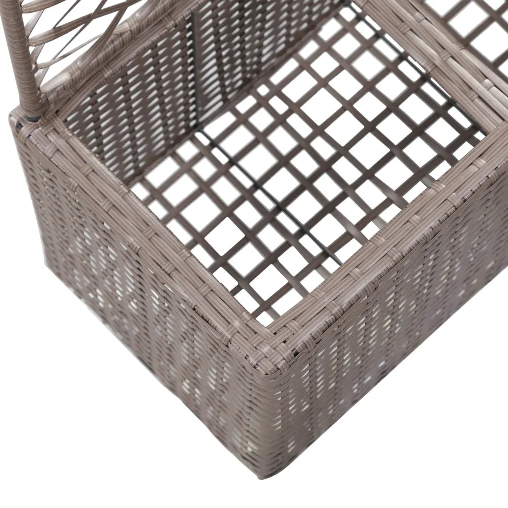 Letto Rialzato Traliccio 2 Vasi 58x30x107 cm Polyrattan Marrone 46937