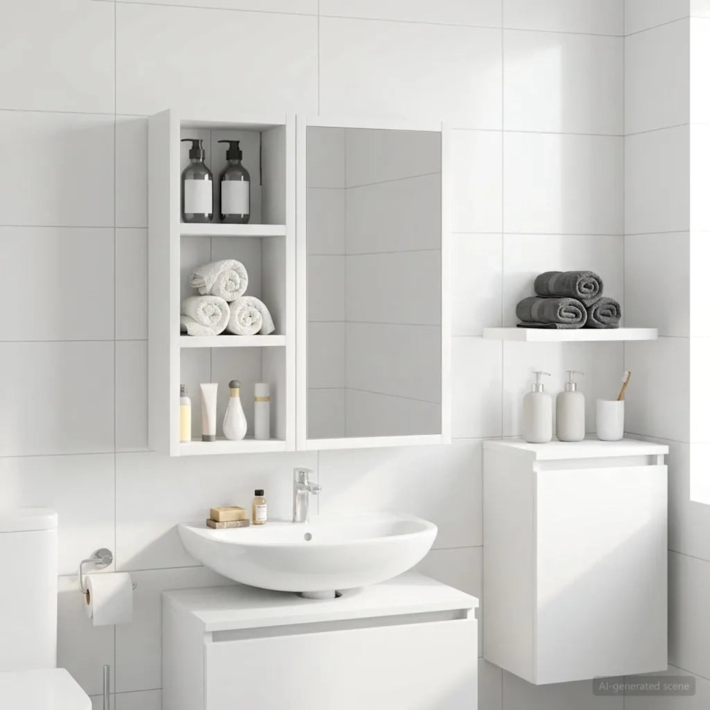 Armadio da bagno a muro con lo scaffale Bianco 20 x 10 x 50 cm 889279