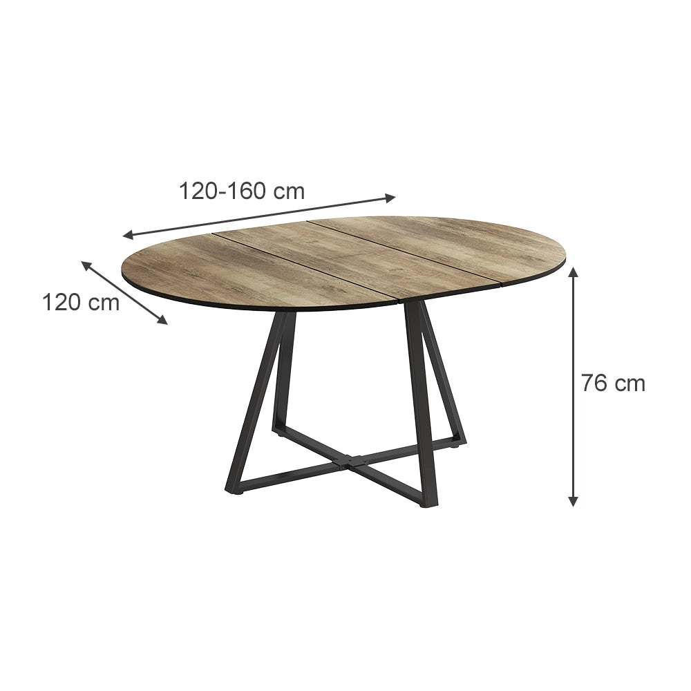 Vicco tavolo da pranzo allungabile Rovere rustico/nero 120 x 120 cm estensibile