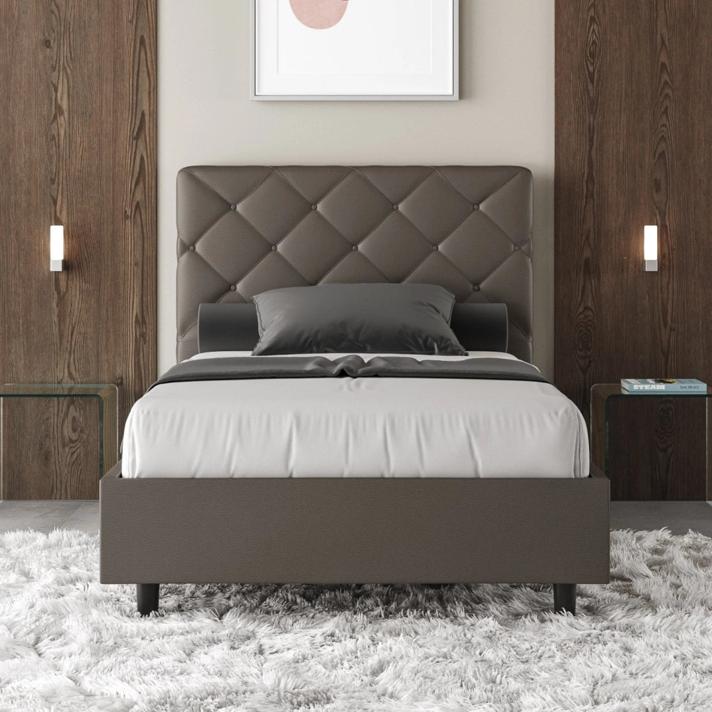 Letto Matrimoniale Large 180x210 cm Senza Rete Priya Cappuccino