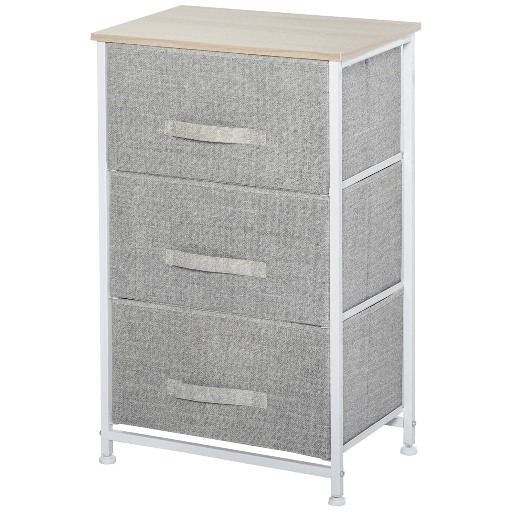 Cassettiera con 3 Cassetti Tessuto Grigio ¨C Zephmum ¨C Acciaio 60x40x