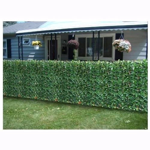 Siepe Sintetica Ornamentale per Terrazze e Giardino a Foglie di Lauro 1,5x20 mt Verde scuro Villa D'este