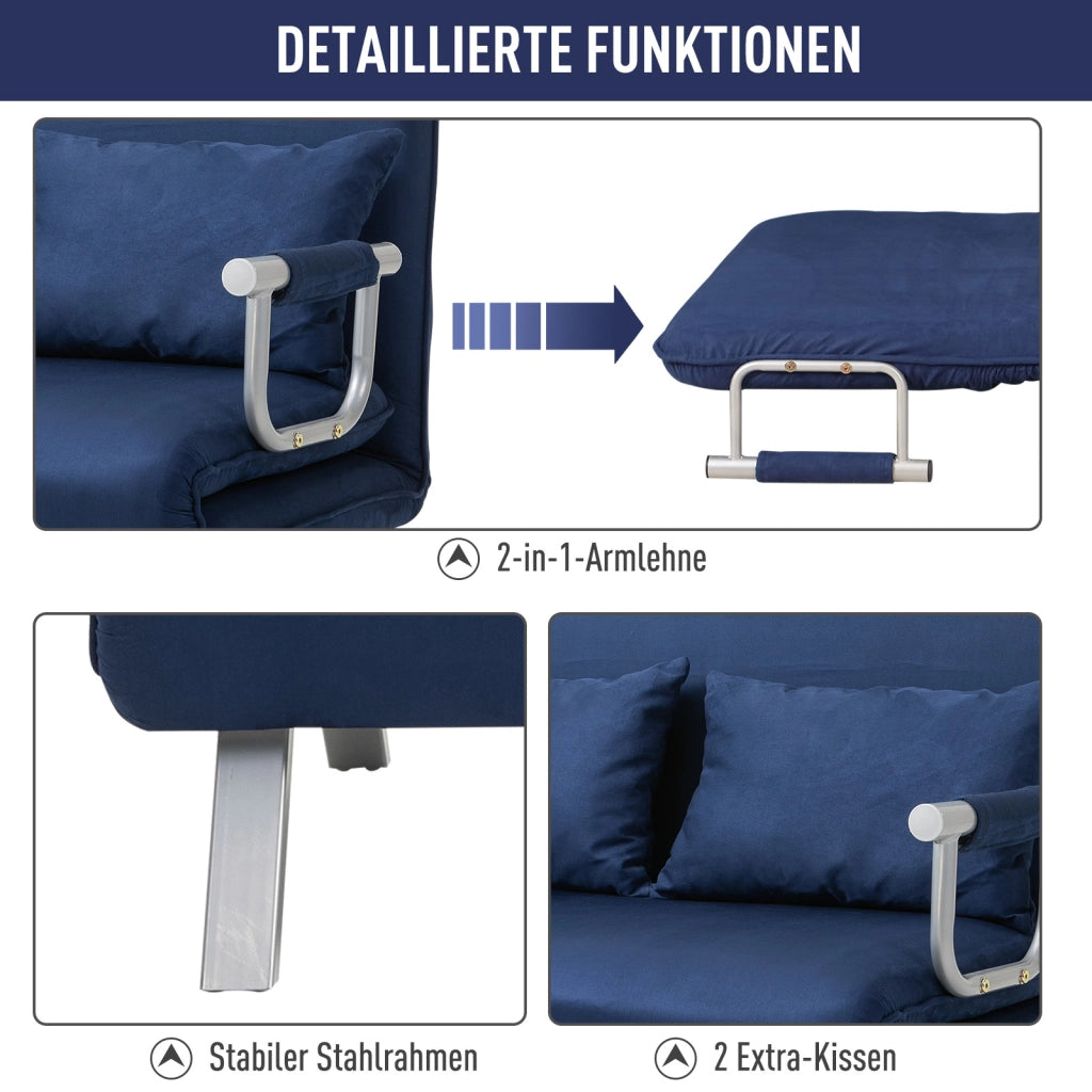 Divano letto ¨C zephmum ¨C tessuto antimacchia blu, struttura in metallo
