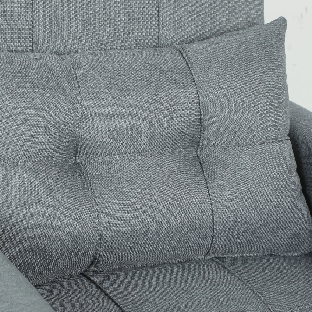 Divano Letto Pieghevole Convertibile 69x82x85 cm con Schienale Regolabile e Cuscino in Tessuto Effetto Lino Grigio