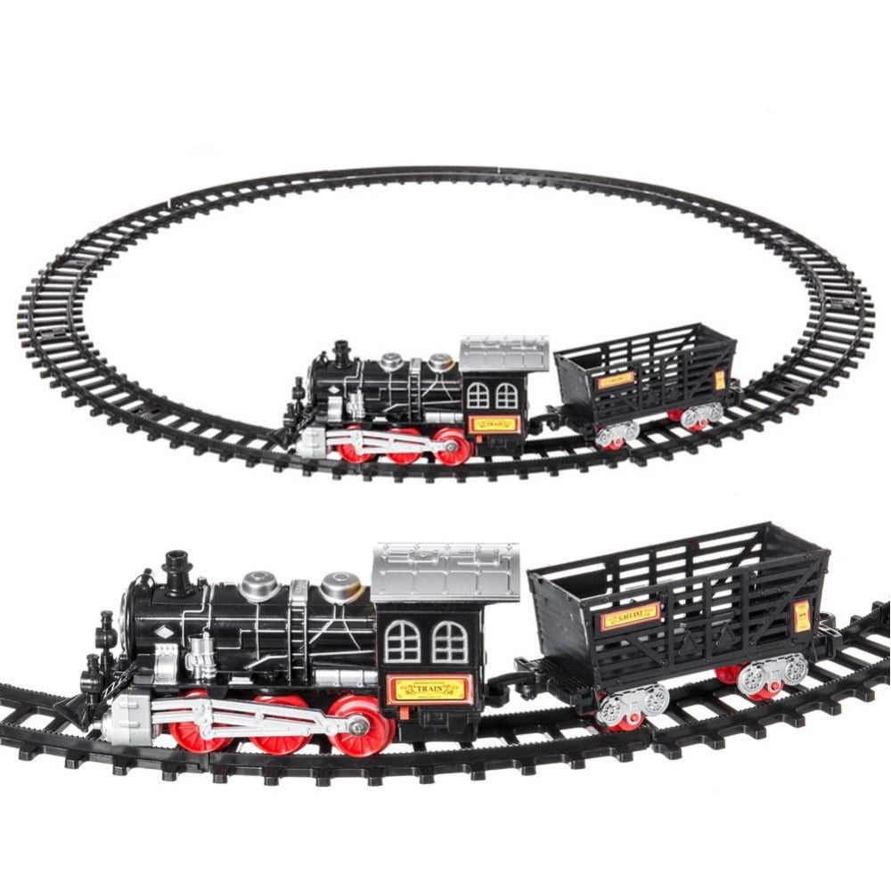 Trade Shop - Pista Treno Trenino Per Bambini 204cm Con Binari Locomotiva Vagone Luci E Suoni -