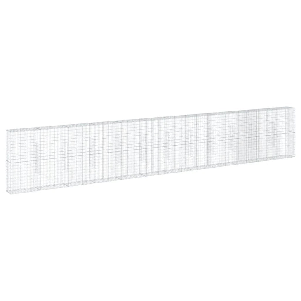 Gabbione recinto a gabbia muro di contenimento con coperchio 1200 x 50 x 200 cm ferro zincato argento 02_0040136