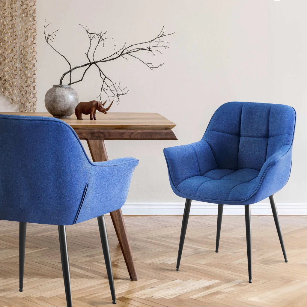 Sedia da pranzo Roseville blu,Tessuto