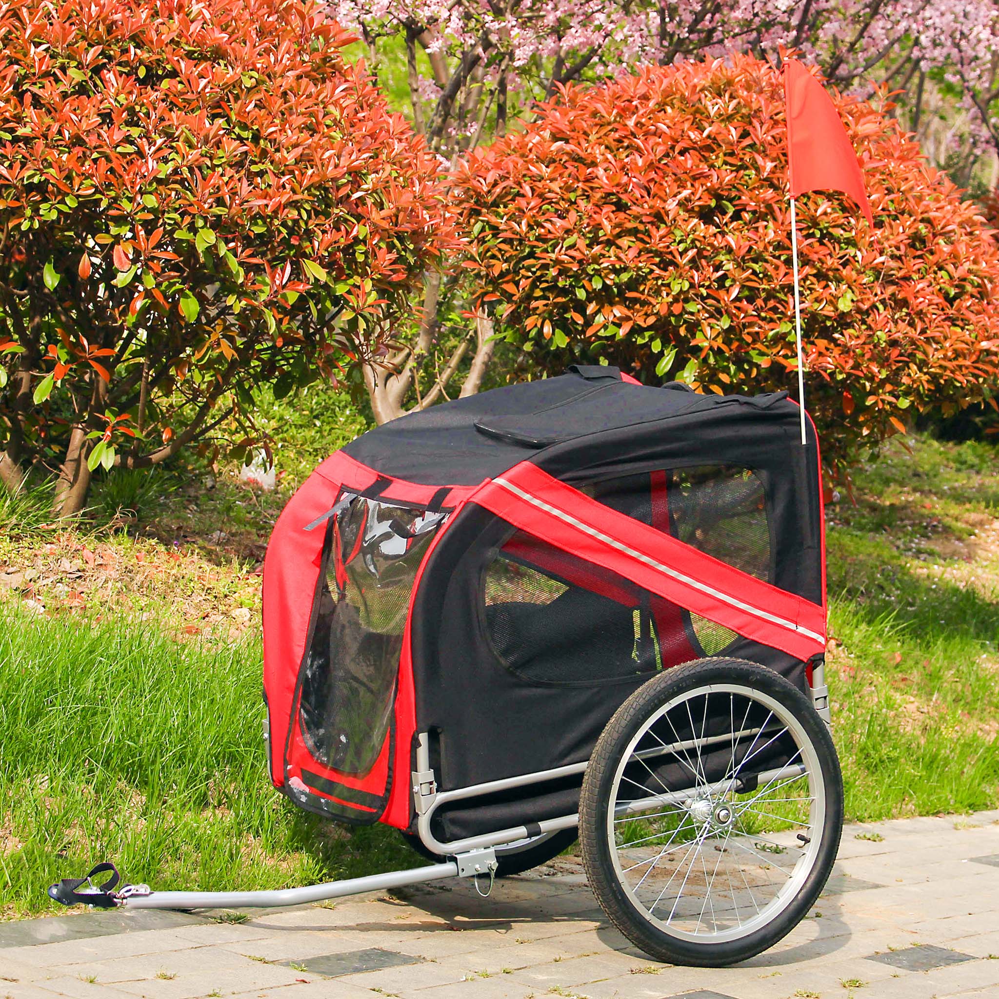 Rimorchio per cani bici, con gancio girevole di sicurezza, zanzariera e copertura antipioggia