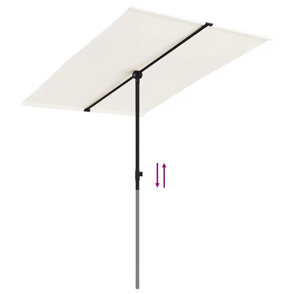 Ombrellone da Giardino-Ombrello da Balcone Palo in Alluminio 2x1,5 m Bianco Sabbia