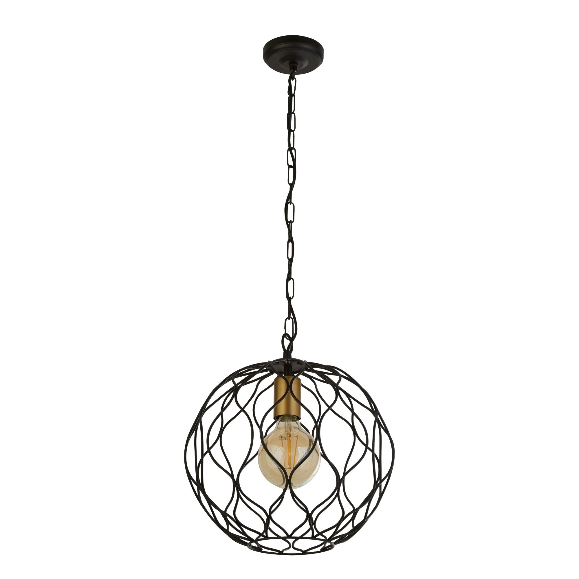 Sospensione Industrial-Nordico Finezza Acciaio Nero Oro 1 Luce E27