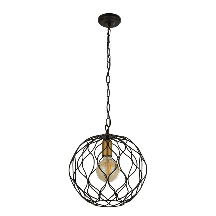 Sospensione Industrial-Nordico Finezza Acciaio Nero Oro 1 Luce E27