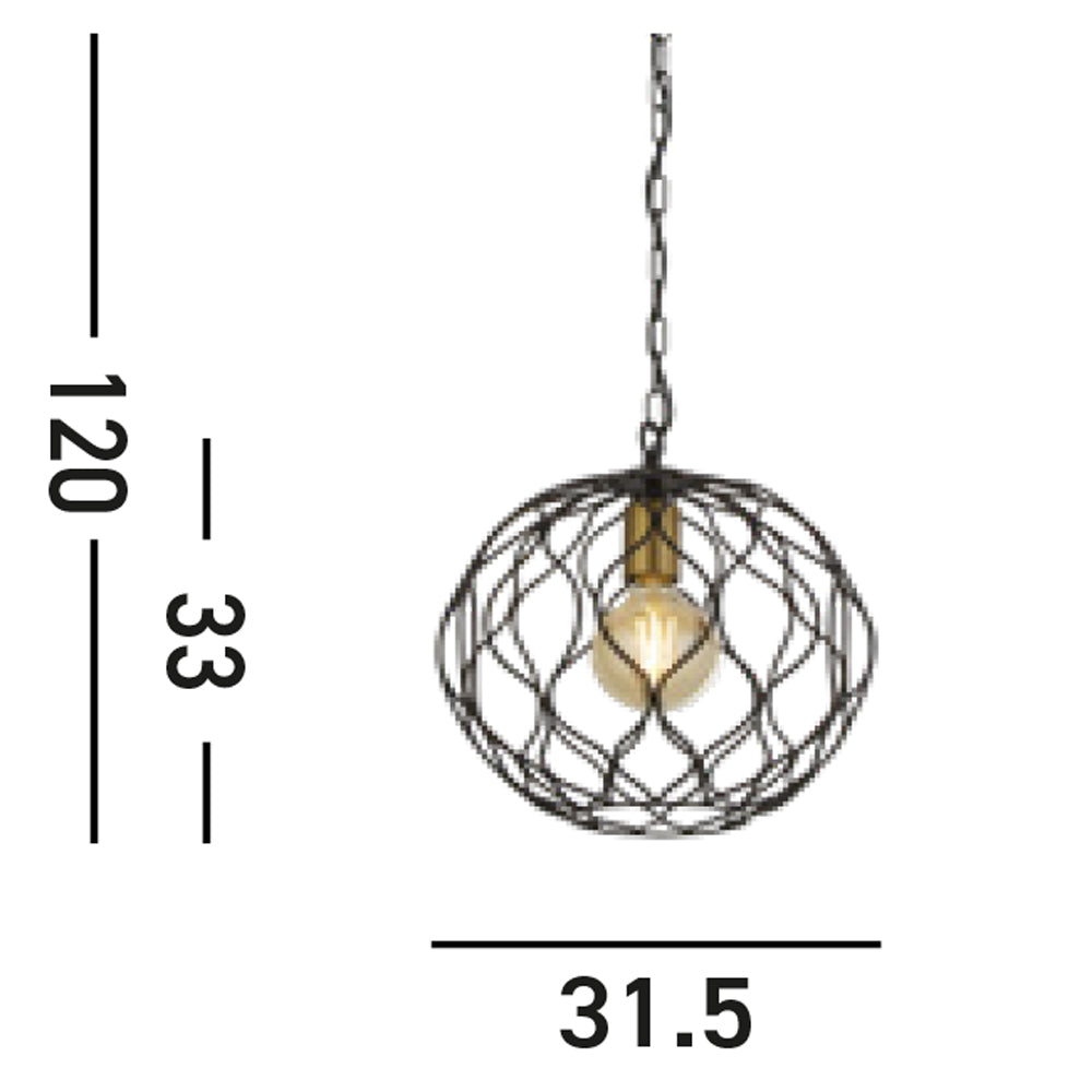 Sospensione Industrial-Nordico Finezza Acciaio Nero Oro 1 Luce E27