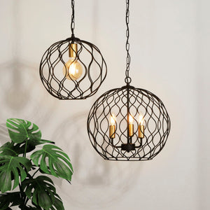 Sospensione Industrial-Nordico Finezza Acciaio Nero Oro 1 Luce E27