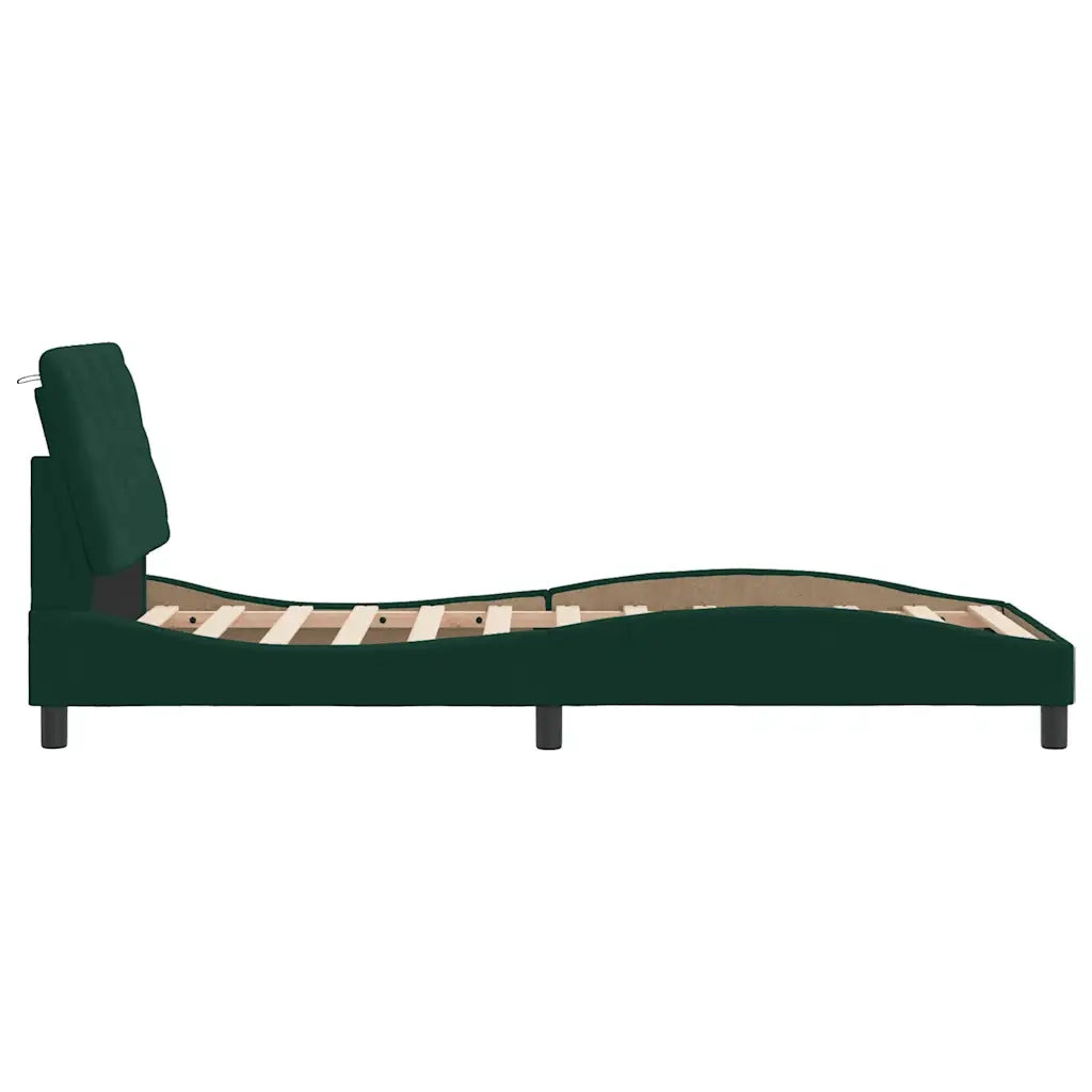 Giroletto senza Materasso Verde Scuro 90x190 cm in Velluto