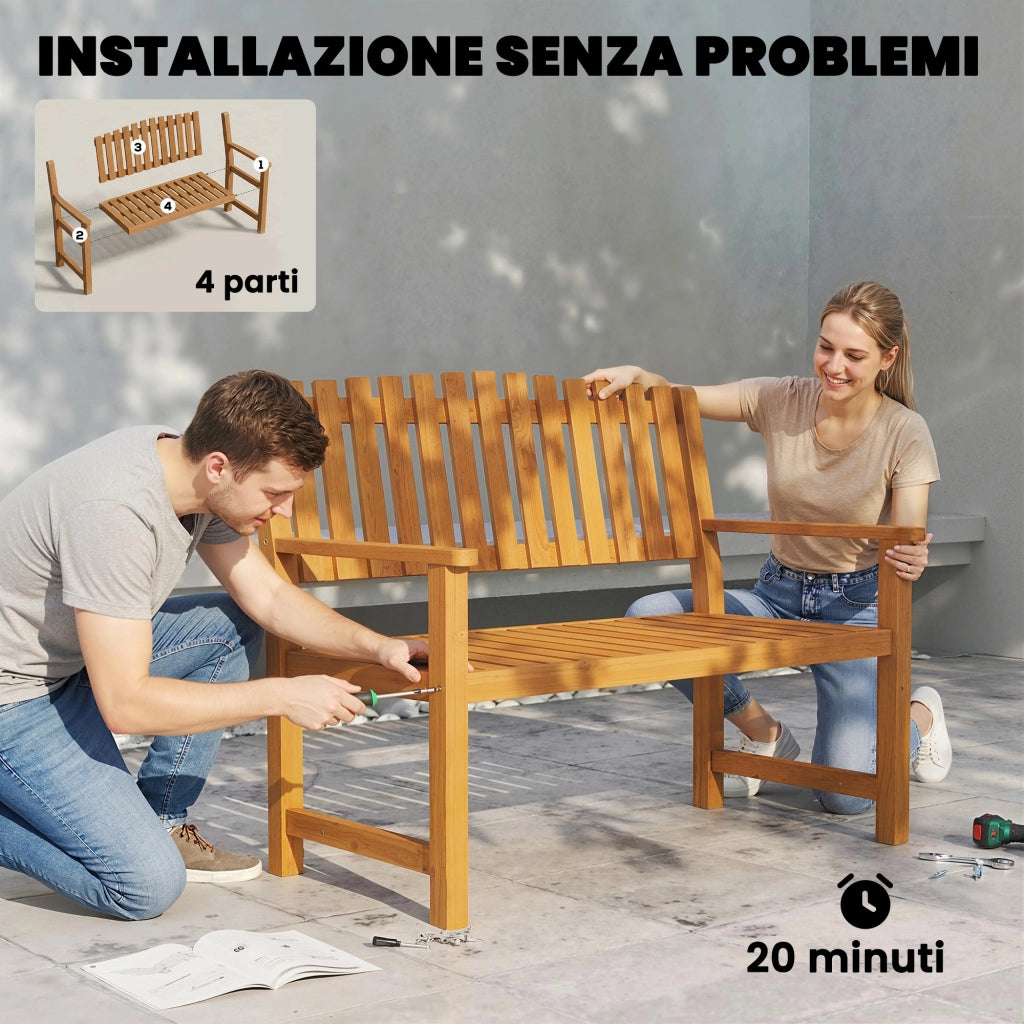 Panchina da Giardino 2 Posti ¨C zephmum ¨C Legno Acacia Naturale