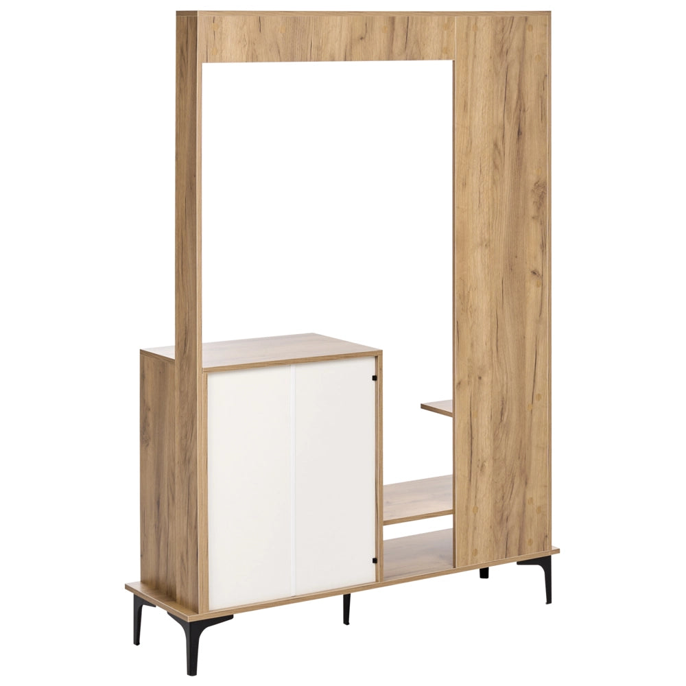 Mobile contenitore per ingresso con scarpiera L 120 cm A 170 cm Armadio Appendiabiti Specchio Truciolato Marrone chiaro