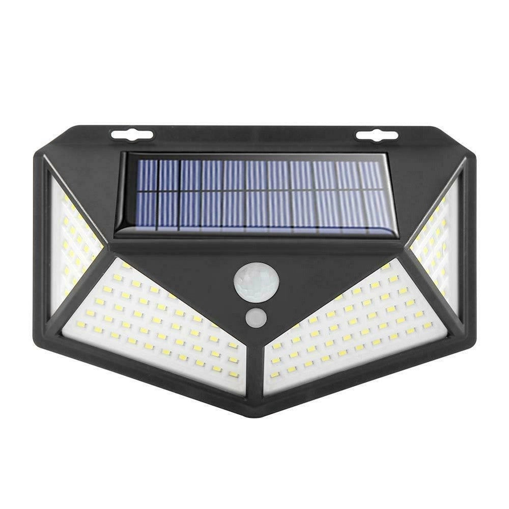 Trade Shop - Faro 114 Led Con Pannello Solare E Sensore Di Movimento Faretto Crepuscolare -