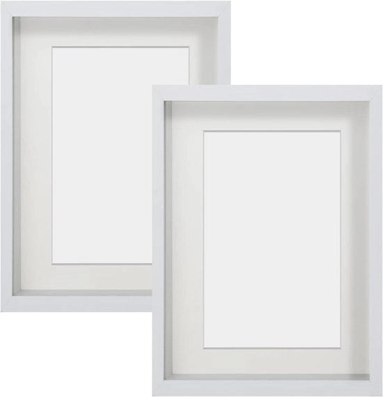 Set di esposizione fotografia 3D Premium A4 con vetrina in vetro e cornice profonda per oggetti - Adatto per foto 15 x 20 cm - Set da 2