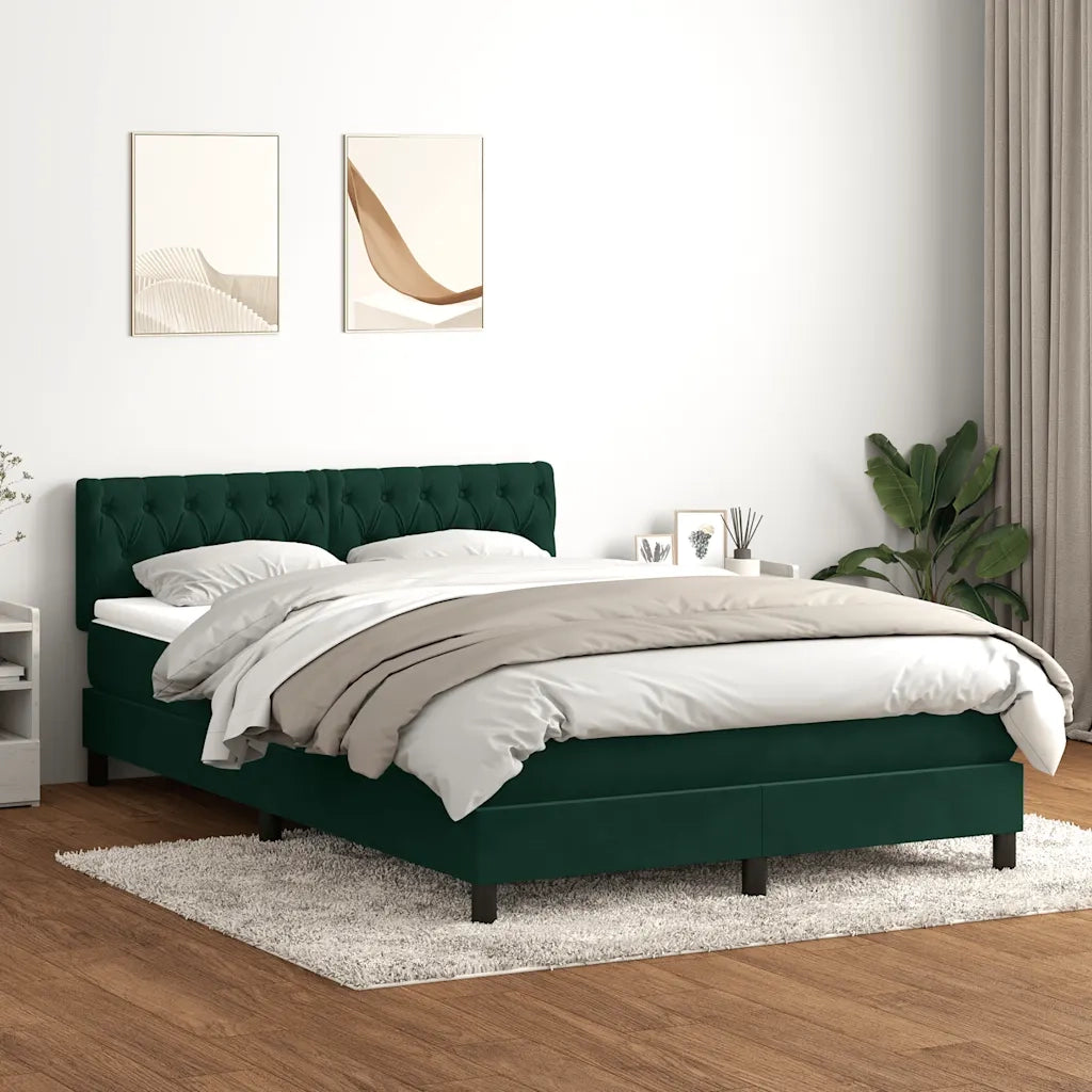 vidaXL Giroletto a Molle con Materasso Verde Scuro 160x220 cm Velluto